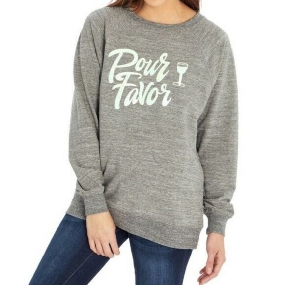 Wildfox Tops - Wildfox Womens Gray Crew Neck Pullover Pour Favor Statement Sweatshirt Sz Medium